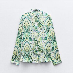 Zara Satin Long Sleeve Blouse MultiColored